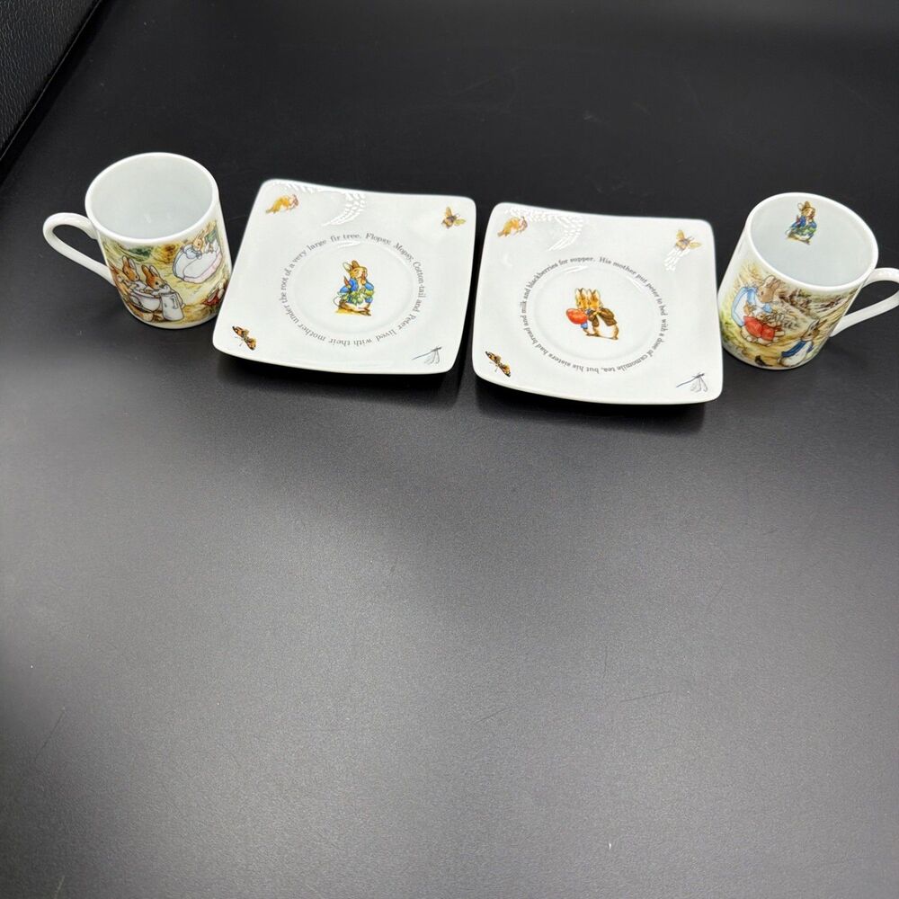 2010 Peter Rabbit Tea Party Set for Two Beatrix Potter. Made/England. Good Cond.